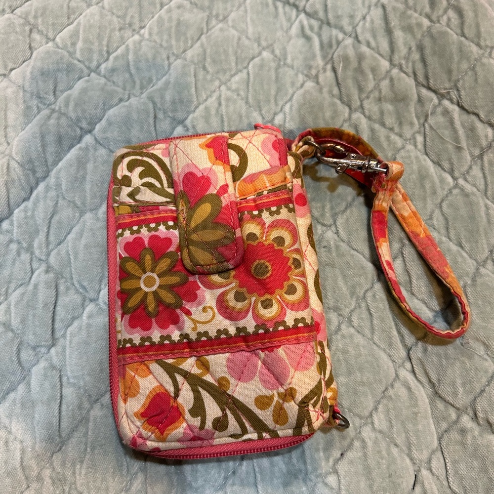 Vera Bradley Floral Clutch in Pink and Green